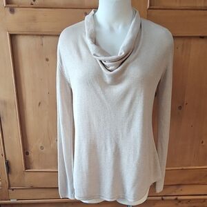 Joie Cowl Neck Metallic Sweater Champagne Gold Size S